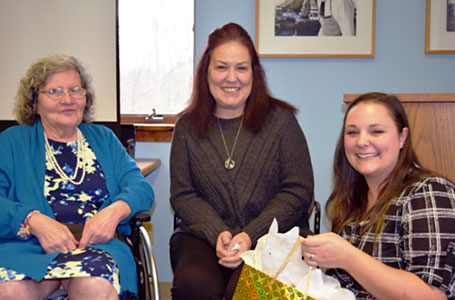 Sylvia Goldman, Michele Rodriguez (Goldman Award recipient) and Sarah Green at 11-16 presentation of the 2017 Goldman Award.