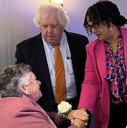 from left, honoree Pegeen Wall, NHR Board Member Peter Leonard and City of Poughkeepsie Mayor, Yvonne Flowers