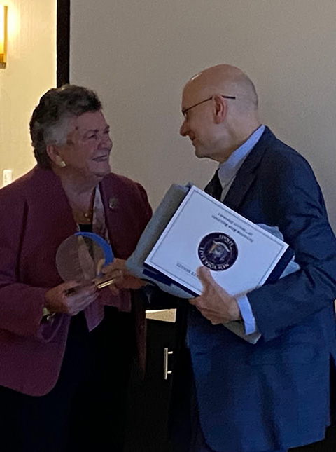 from left, honoree Pegeen Wall, NHR Executive Director Sam Laganaro